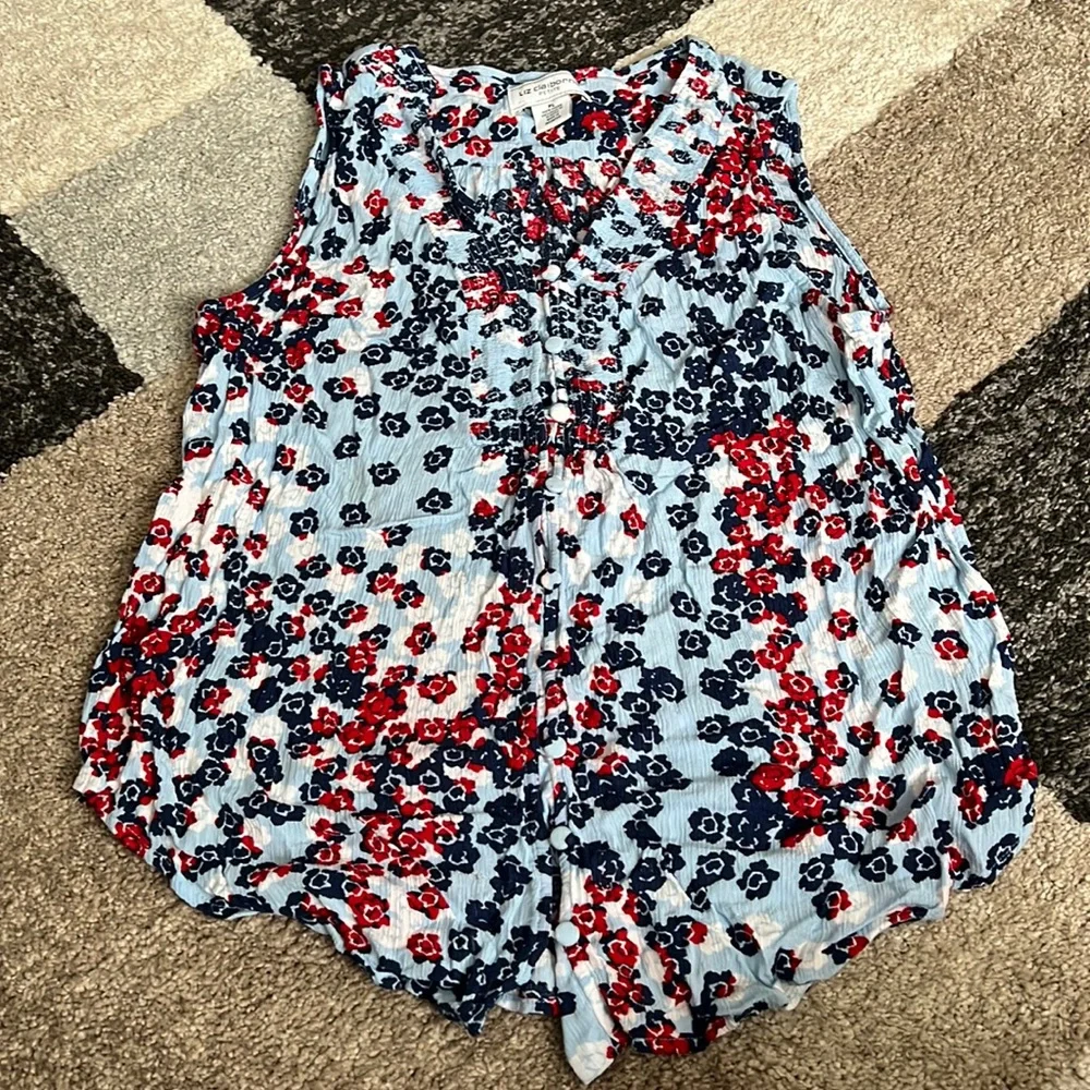 Liz Claiborne sleeveless floral top, size PL petite large GUC! - Picture 1 of 5